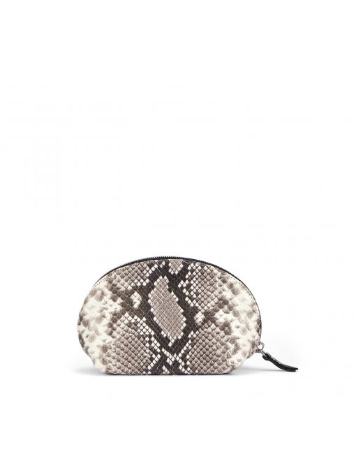 AGL Snakeskin Print Clutch Bag in Fog